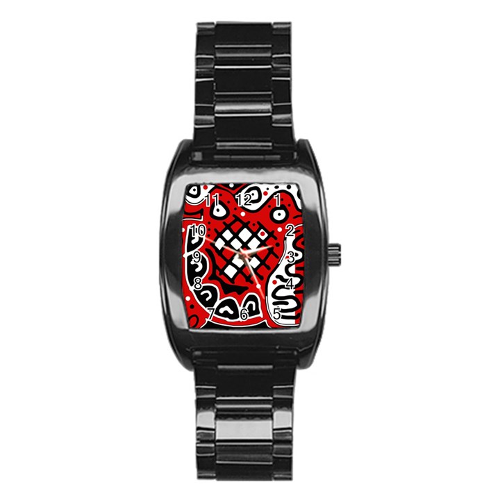 Red high art abstraction Stainless Steel Barrel Watch