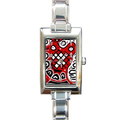 Red High Art Abstraction Rectangle Italian Charm Watch by Valentinaart