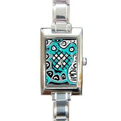 Cyan High Art Abstraction Rectangle Italian Charm Watch by Valentinaart