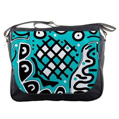 Cyan High Art Abstraction Messenger Bags by Valentinaart