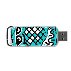 Cyan High Art Abstraction Portable Usb Flash (one Side)