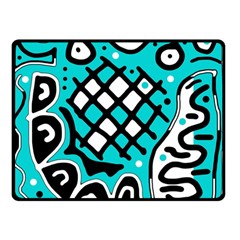 Cyan High Art Abstraction Double Sided Fleece Blanket (small)  by Valentinaart