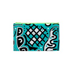 Cyan High Art Abstraction Cosmetic Bag (xs) by Valentinaart