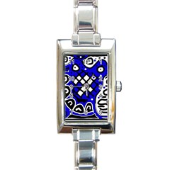 Blue High Art Abstraction Rectangle Italian Charm Watch by Valentinaart