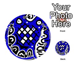 Blue High Art Abstraction Playing Cards 54 (round)  by Valentinaart