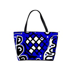 Blue High Art Abstraction Shoulder Handbags by Valentinaart