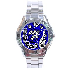 Blue High Art Abstraction Stainless Steel Analogue Watch by Valentinaart