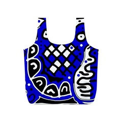 Blue High Art Abstraction Full Print Recycle Bags (s)  by Valentinaart