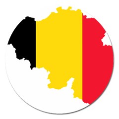 Belgium Flag Map Magnet 5  (round)