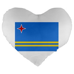 Flag Of Aruba Large 19  Premium Heart Shape Cushions