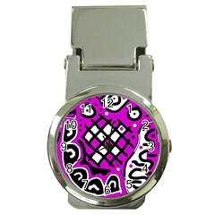 Magenta High Art Abstraction Money Clip Watches by Valentinaart