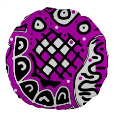 Magenta High Art Abstraction Large 18  Premium Round Cushions by Valentinaart