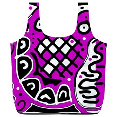 Magenta High Art Abstraction Full Print Recycle Bags (l)  by Valentinaart