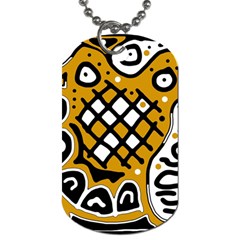 Yellow High Art Abstraction Dog Tag (two Sides) by Valentinaart