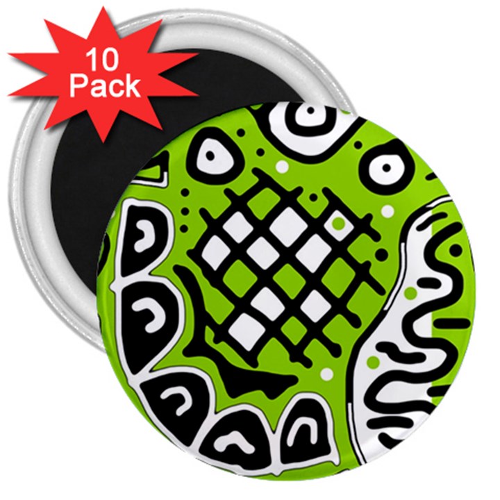 Green high art abstraction 3  Magnets (10 pack) 