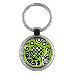 Green high art abstraction Key Chains (Round) 