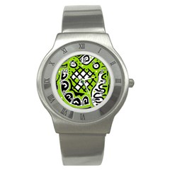 Green high art abstraction Stainless Steel Watch