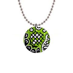 Green high art abstraction Button Necklaces