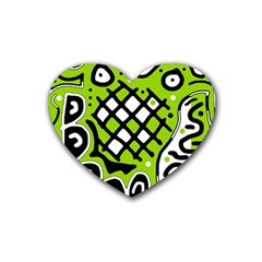 Green high art abstraction Rubber Coaster (Heart) 