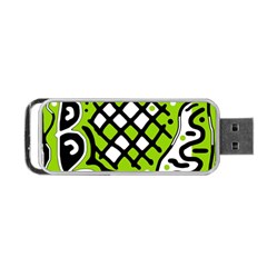 Green High Art Abstraction Portable Usb Flash (two Sides) by Valentinaart