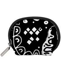 Black And White High Art Abstraction Accessory Pouches (small)  by Valentinaart