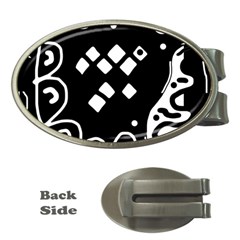 Black And White High Art Abstraction Money Clips (oval)  by Valentinaart