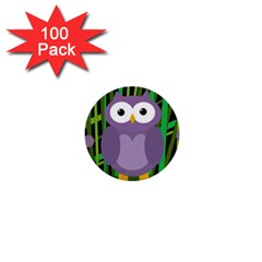 Purple owl 1  Mini Buttons (100 pack) 
