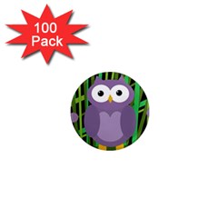 Purple Owl 1  Mini Magnets (100 Pack) 