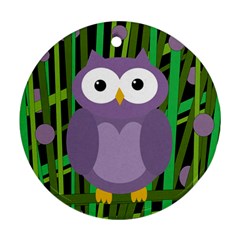 Purple Owl Round Ornament (two Sides)  by Valentinaart