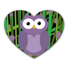 Purple owl Heart Mousepads