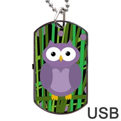 Purple owl Dog Tag USB Flash (One Side)