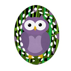 Purple Owl Oval Filigree Ornament (2-side)  by Valentinaart