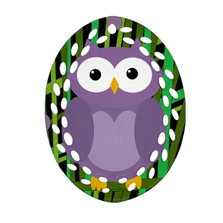 Purple owl Oval Filigree Ornament (2-Side) 