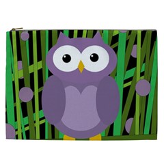 Purple Owl Cosmetic Bag (xxl)  by Valentinaart