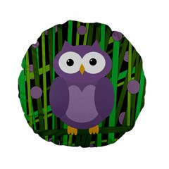 Purple owl Standard 15  Premium Flano Round Cushions