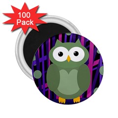 Green and purple owl 2.25  Magnets (100 pack) 