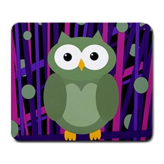 Green and purple owl Large Mousepads