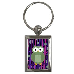 Green And Purple Owl Key Chains (rectangle)  by Valentinaart