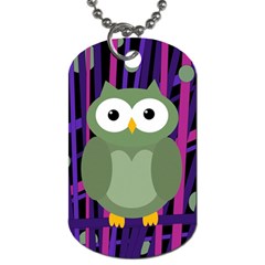 Green and purple owl Dog Tag (One Side)