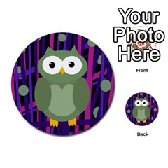 Green And Purple Owl Multi-purpose Cards (round) 