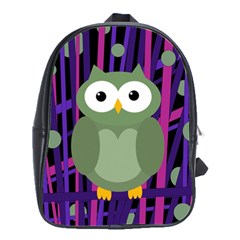 Green and purple owl School Bags(Large) 