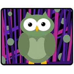 Green and purple owl Fleece Blanket (Medium) 
