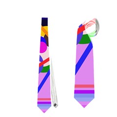 Pink Artistic Abstraction Neckties (one Side)  by Valentinaart