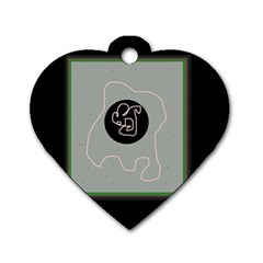 Gray Abstract Art Dog Tag Heart (two Sides)