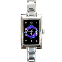 Blue Fishes Rectangle Italian Charm Watch