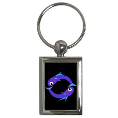 Blue Fishes Key Chains (rectangle)  by Valentinaart