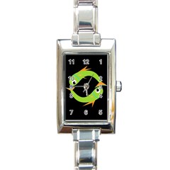 Green Fishes Rectangle Italian Charm Watch by Valentinaart