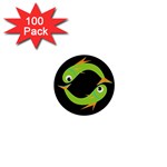 Green fishes 1  Mini Buttons (100 pack)  Front