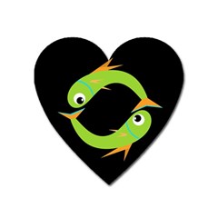 Green Fishes Heart Magnet by Valentinaart