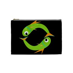 Green Fishes Cosmetic Bag (medium)  by Valentinaart